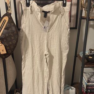 Forever 21 Cream High-Waisted Pants